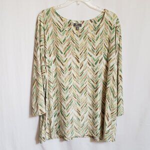 JM Collection Woman - Green, Tan, Yellow Top.  Size 3X